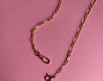 18k Gold Filled Albert swivel clasp and spring ring clasp Chain Necklace: charm holder jewellery., Vintage Style Pocket Watch Chain