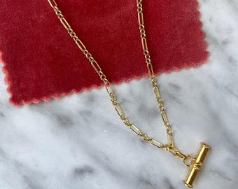 18k gold filled chain T-bar necklace, vintage inspired jewellery, gifts for her