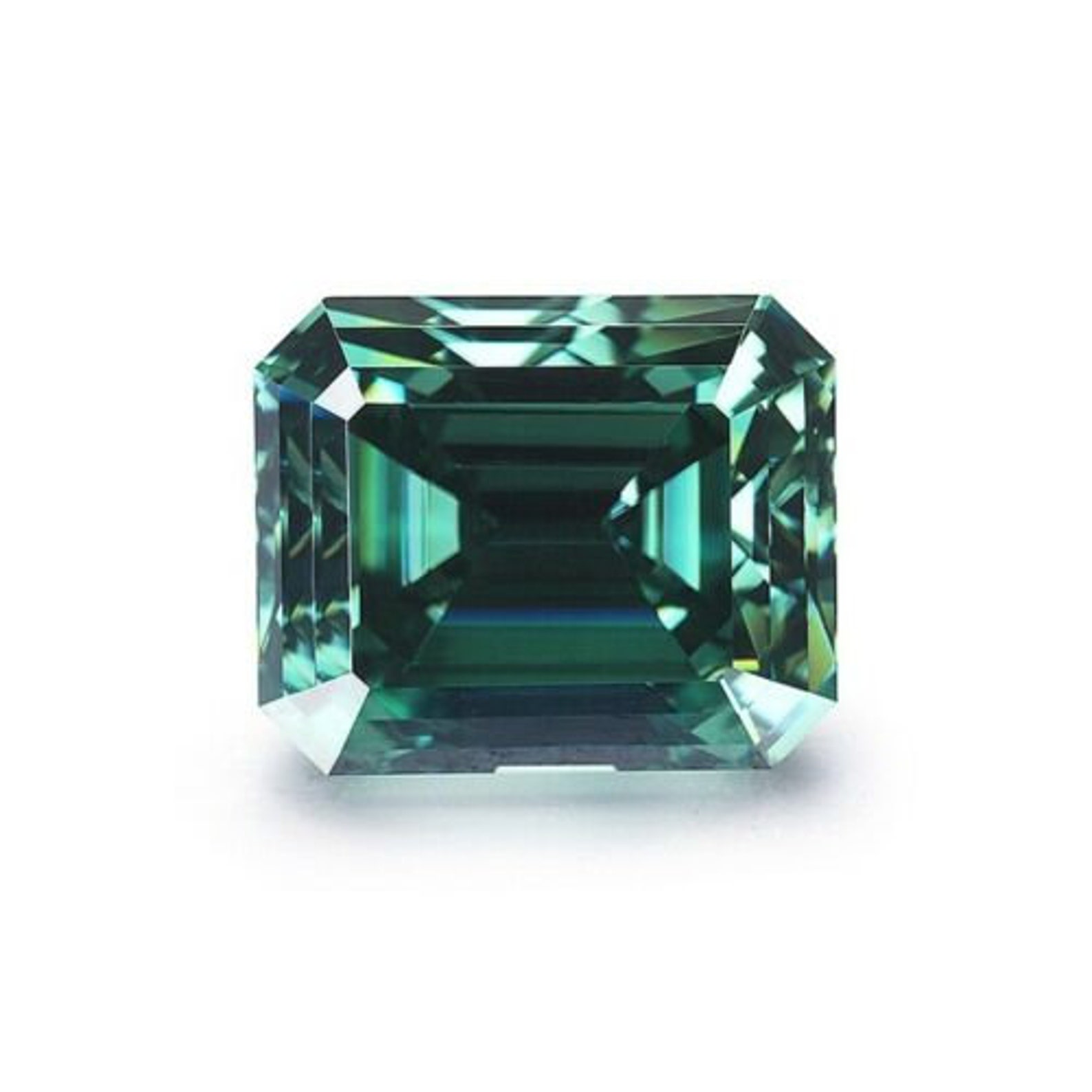 Emerald Cut Green Moissanite Loose Stone Gemstone With Etsy