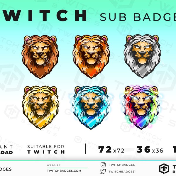 Sous-badges Twitch Badges Lion Cheer Badge d'abonné Badges Bit Badges de fidélité Twitch