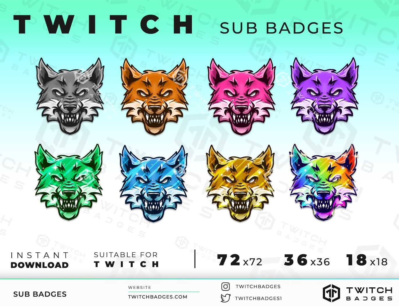 Diamond Sub Badges - 6 x Shiny Twitch Sub Badges with Photoshop Files