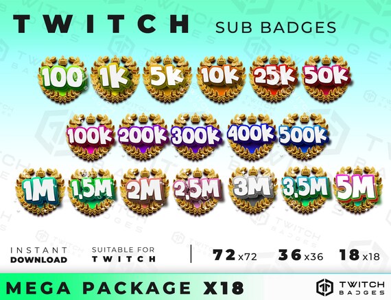 Hearts Sub Badges Twitch, Twitch Sub Badges, Twitch Bit Badges, Loyalt