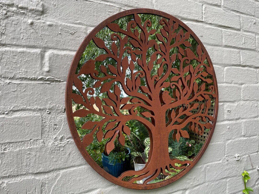 Large Rustic Metal Tree of Life With Birds Garden Wall - Etsy UK