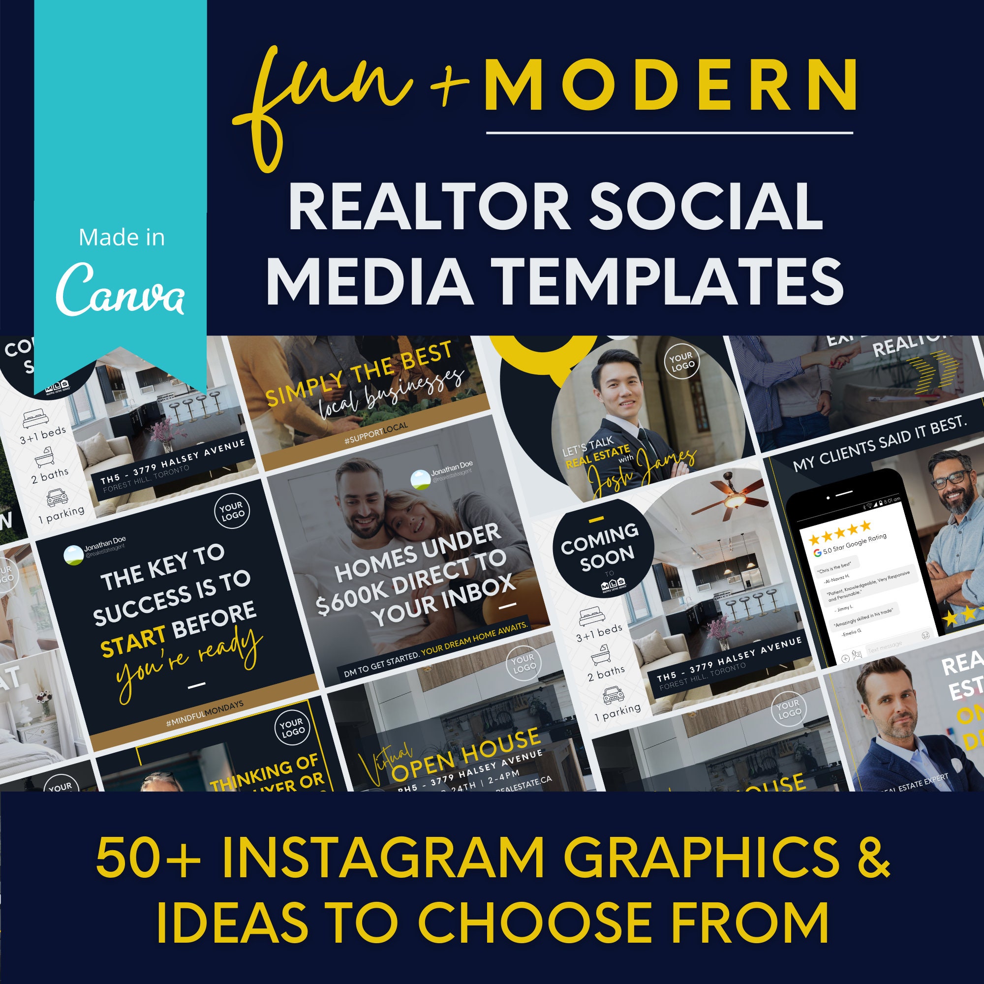 Real Estate Agent Social Media Posts Modern Realtor Etsy