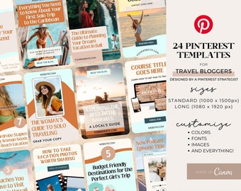 Travel Blog Graphics for Pinterest Marketing Templates for Bloggers Canva Pin Templates for Travel Blog Pinterest Templates for Blogging