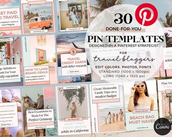 Travel Blog Graphics for Pinterest Marketing Templates for Bloggers Canva Pin Templates for Travel Blog Pinterest Templates for Blogging
