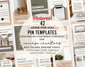 Course Creator Canva Pinterest Templates Aesthetic Pinterest Pin Templates for Digital Products Pinterest Marketing Graphics for Coaches
