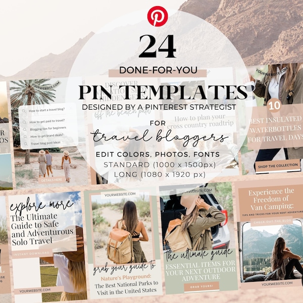 Pinterest Templates for Travel Blogger Pinterest Graphics Canva Templates for Travel Blogger Pinterest Marketing Pin Templates for Blogging