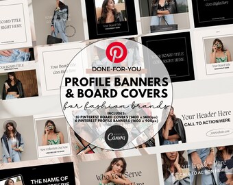 Pinterest Marketing Templates for E-Commerce Boutique Fashion Blogger Pinterest Profile Banners Canva Graphics for Pinterest Board Covers