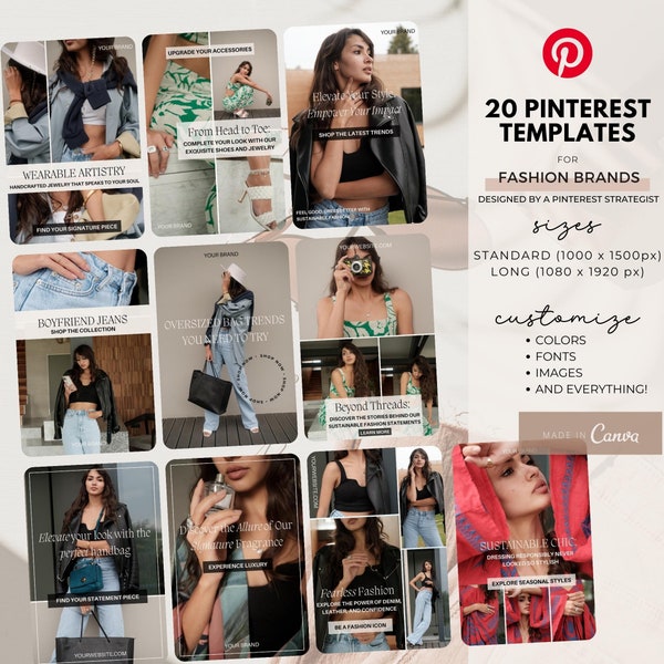 Pinterest Templates for E-Commerce Fashion Blogger Pinterest Graphics Canva Templates Pinterest Marketing Pin Templates for Small Business