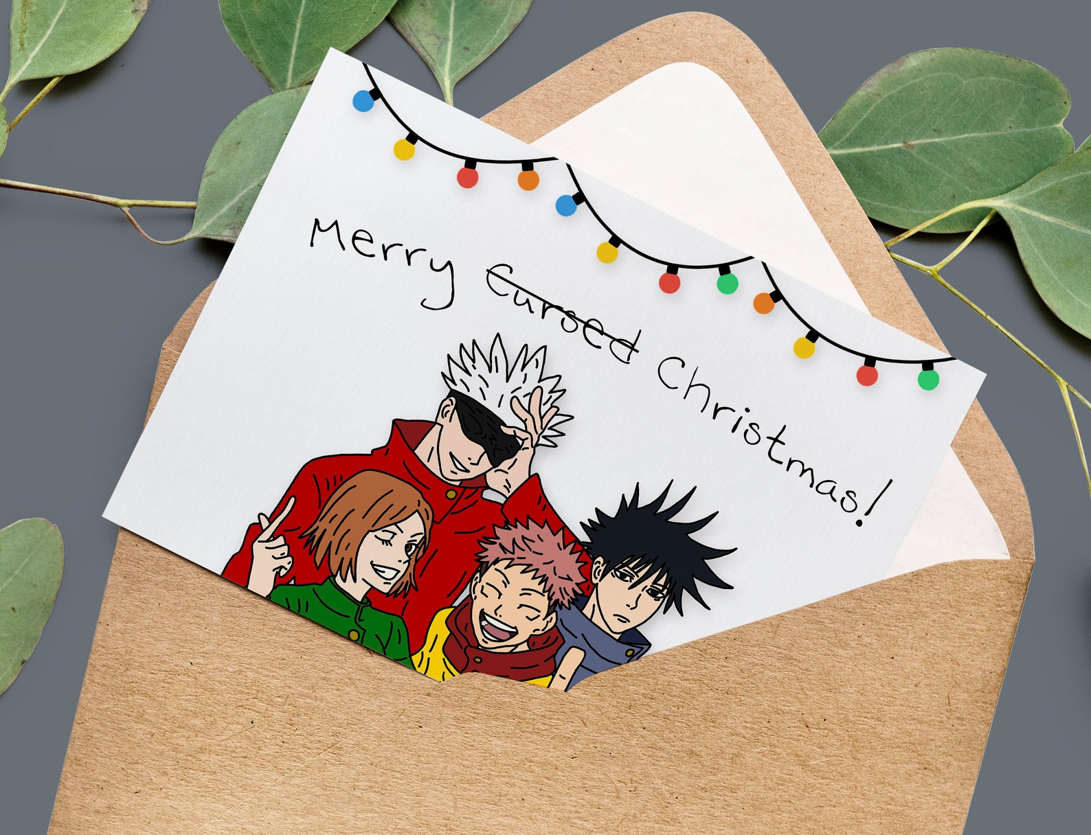 Anime Christmas Card, Jujutsu Kaisen Card, Anime Card - Etsy