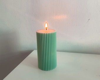 Cylinder Pleated Pillar Candle|Pastel|two-toned|Soy wax| Gift|Room decor Aesthetic||Home decor|personalised|gift for her