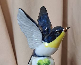 Lenwile Ardalt Bone China Blue Bird on Bell