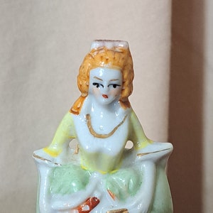Hand Painted 3.5&quot; Victorian Lady Porcelain Call Bell Figurine