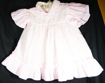 Vintage  CRADLE TOGS Baby Girl Dress Pink Tuplip Floral Short Sleeve