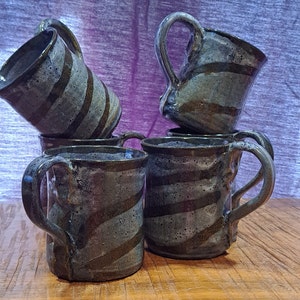Set of 6 - Ceramic Handthrown Pottery Coffee Cups, Coffee Mugs