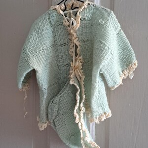 Vintage Crochet or Knitted Cardigan with Bonnet