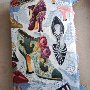 Woven Throw Blanket of Victorian Shoes Boots Afghan fringe Wall Hanging Tapestry bild 2