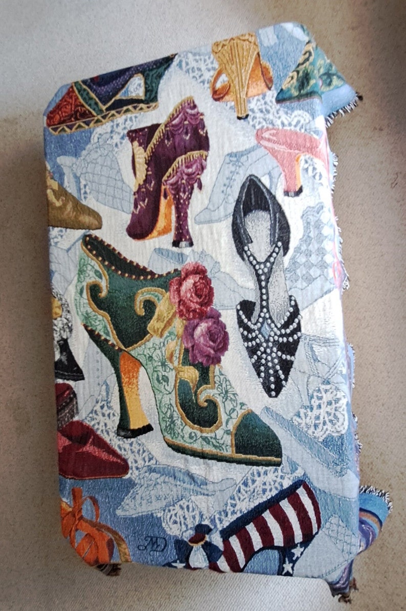 Woven Throw Blanket of Victorian Shoes Boots Afghan fringe Wall Hanging Tapestry bild 2