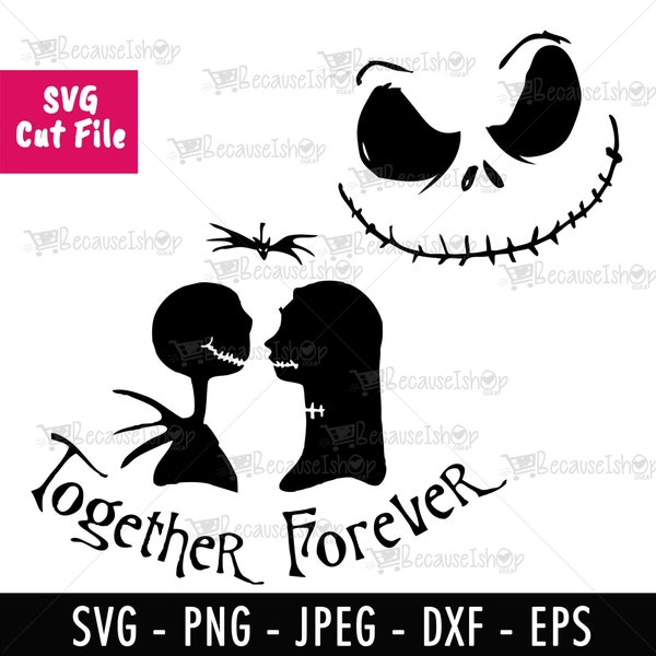 Nightmare Before Christmas,Jack & Sally,Love Story,Skellington,xmas, wall art,Downloadable Cut File, Svg files for Cricut, Png, Dxf,SVG File