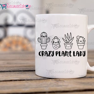 Galen växtdame, kaktus, växter, kärlek, söt, kawaii, väggkonst, t-shirttryck, nedladdningsbar klippfil, Svg-filer för Cricut, Png, Dxf, SVG-fil bild 3
