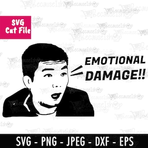 Emotionaler Schaden, der asiatische Kerl, TikTok, Humor, lustig, Wandkunst, herunterladbare Schnittdatei, SVG-Dateien für Cricut, Png, Dxf, SVG-Datei