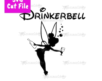 Drinkerbell wine loving, pixie,  Downloadable Cut File, Svg files for Cricut, Png, Dxf,SVG File