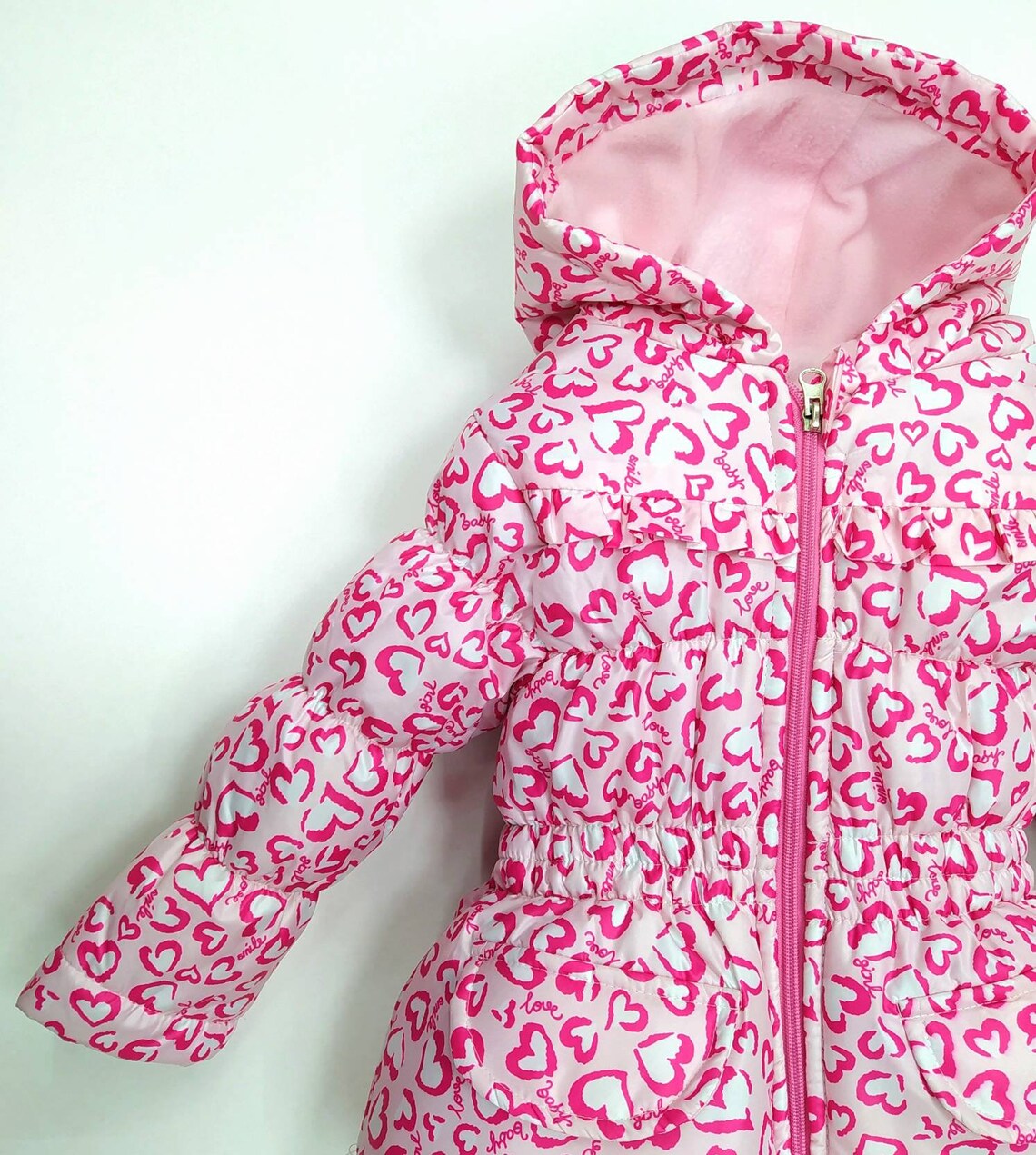 Girl hooded hooded heart print jacket Etsy