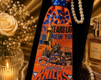 Handmade New York Knicks Statement Tie | One-of-a-Kind Basketball Fan Necktie | SheTassels Exclusive