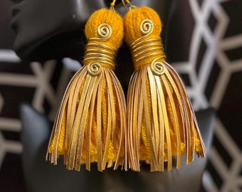 Golden Glow Handmade Tassel Earrings