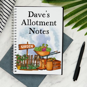 Personalised Allotment Diary/Notebook/Journal - A5 Size - 60 Lined Pages - Hard back - Allotment Lovers Gifts - Vegetable Journal