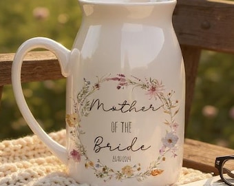 Personalised Ceramic Floral Vase Gift for Maid of Honour - Mother of the Bride, Flower Girl, Matron of Honour, Bridesmaid - Wedding party