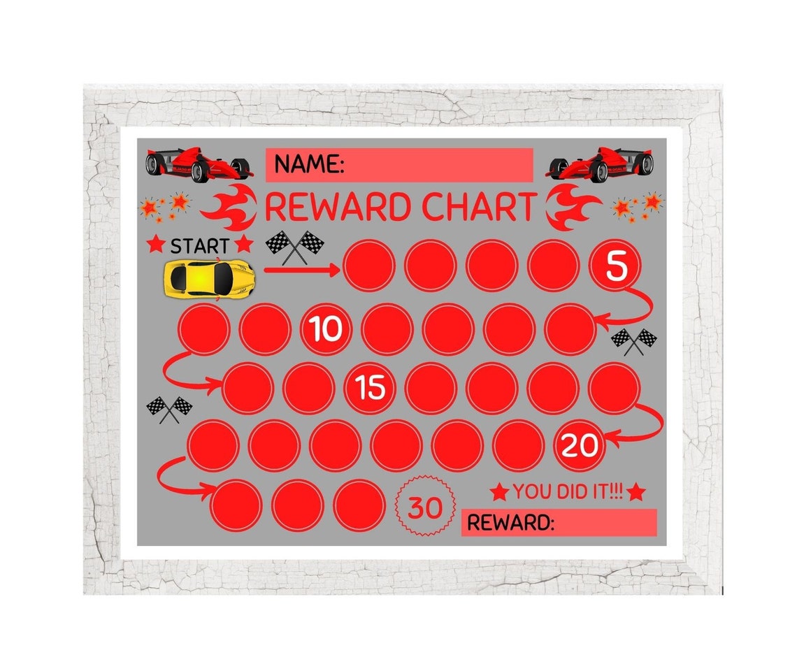 Organable Race Car Reward Chart Sports Car Digital Download | Etsy