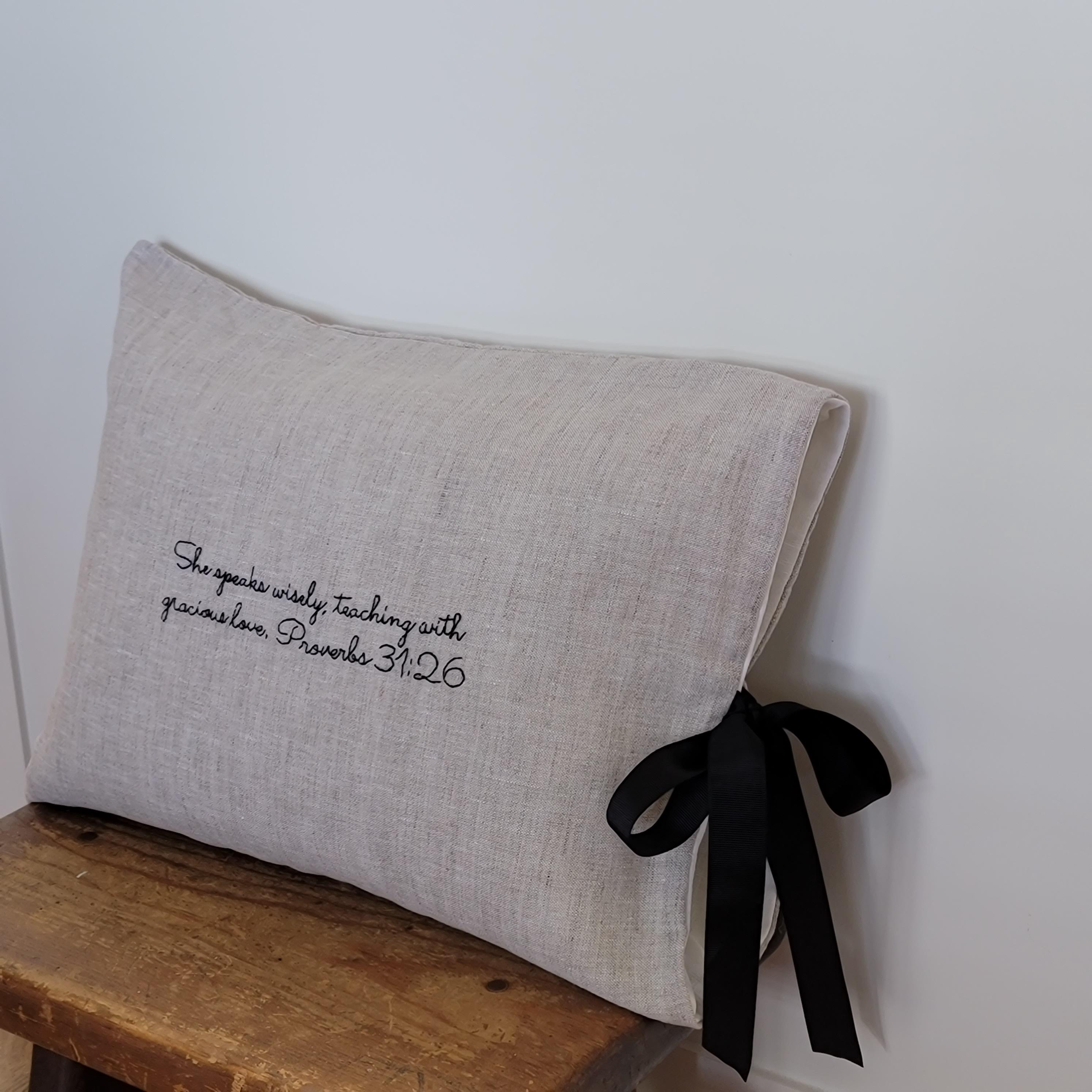 Personalized Gifts, Hand Embroidered Pillow, Custom Quote or Message Pillow, 12 x 16 iches