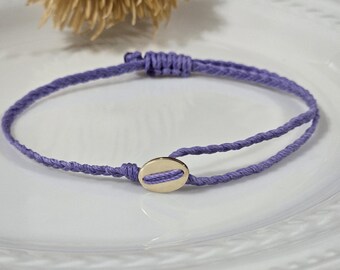 Minimalist Lavender Purple Cord Braided Bracelet, 14K Gold Filled Accent, Gift, Friendship Bracelet, Adventure Everyday Adjustable Bracelet