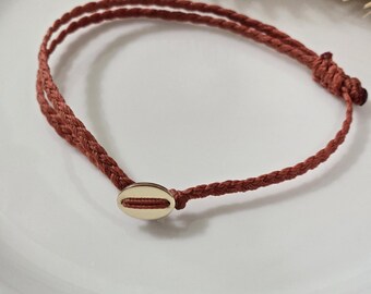 Minimalist Rust Red String Braided Bracelet, 14K Gold Filled Accent, Gift, Friendship Bracelet, Adventure Everyday Adjustable Bracelet, Red