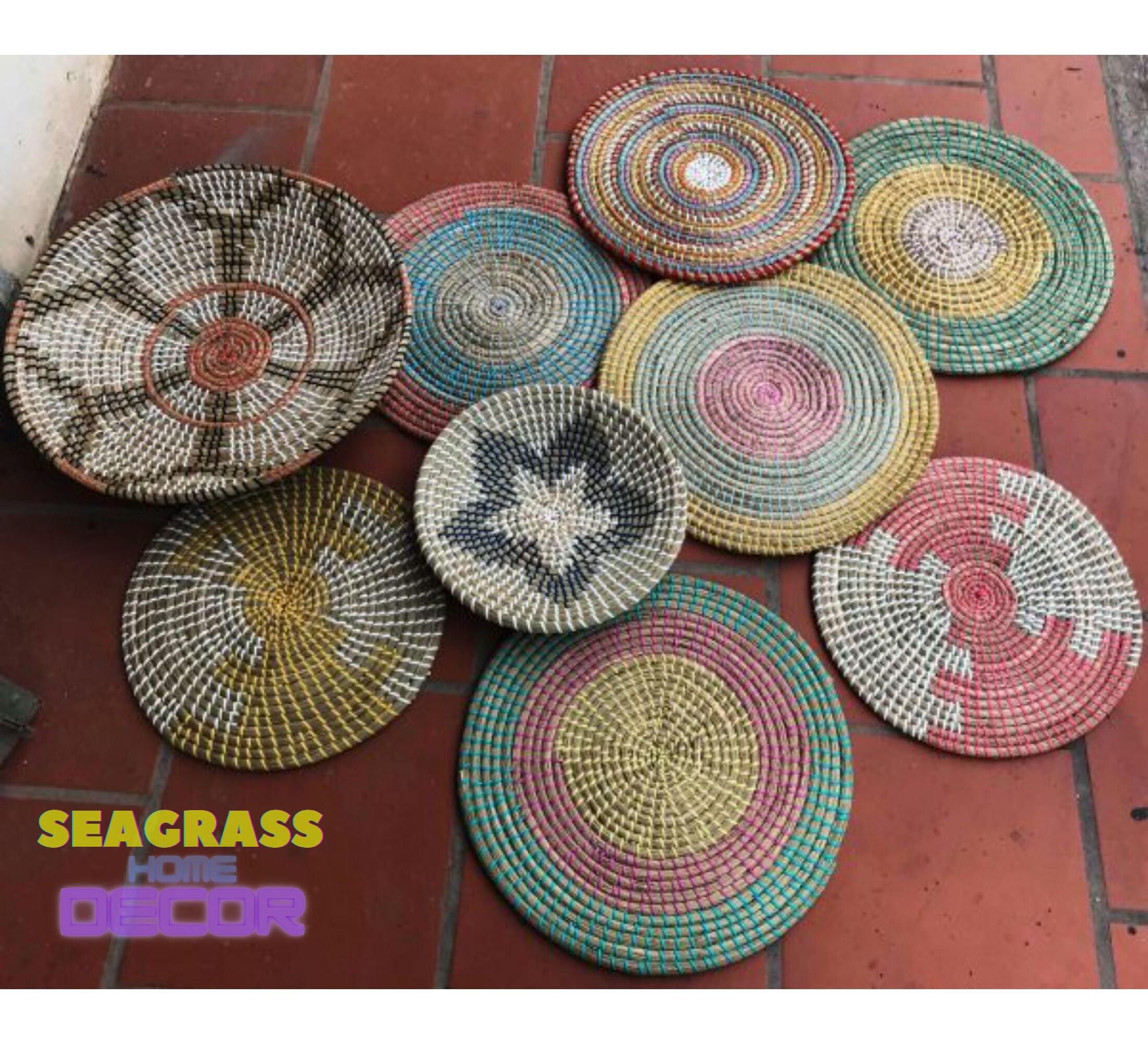 Set 9pcs Seagrass Wall Home DecorSeagrass Decorative/ Natural Etsy