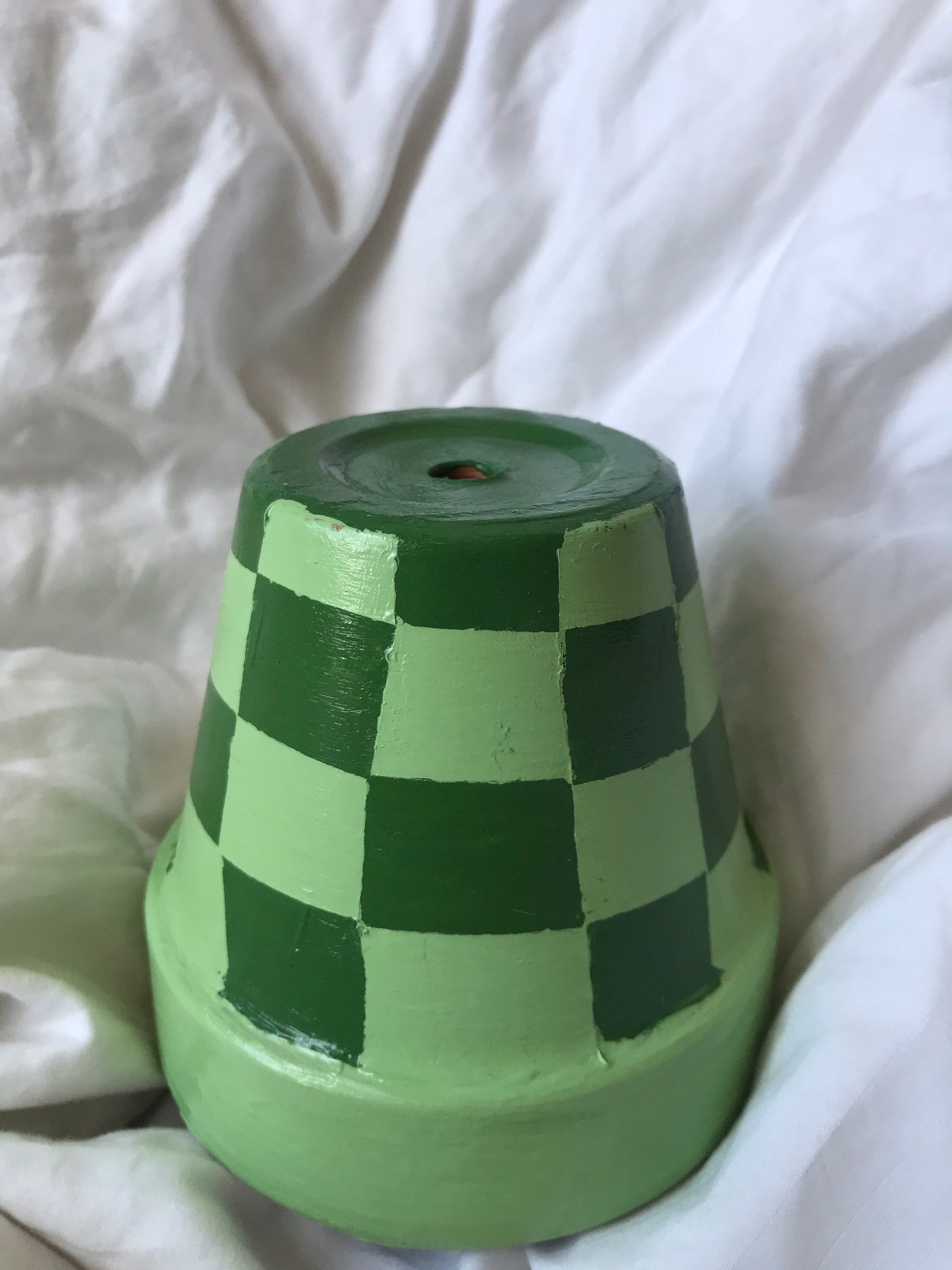 Funky Sage Green Checkered Plant Pot Etsy
