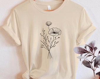 Flower t-shirt / Gift for her / Women trendy tshirt /  Floral T-Shirt for Women/ Wildflower Graphic Tee / Floral Tee / Botanical Shirt
