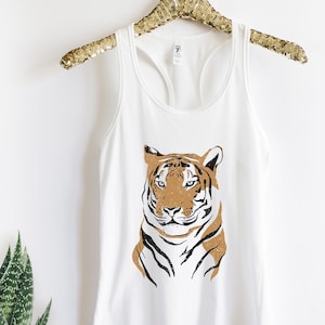 Tiger Tank Top, Tiger Graphic Tee Tank Top , Tropical Jungle Vintage Tee, Get em Tiger, Gift for her, Summer Shirt, retro shirt