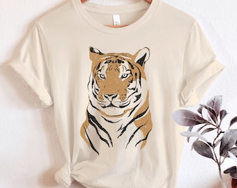T-shirt graphique tigre, t-shirt surdimensionné tigre vintage, t-shirt vintage jungle tropicale, chemise d'été, chemise rétro, chemise boho hippie, cadeau pour elle