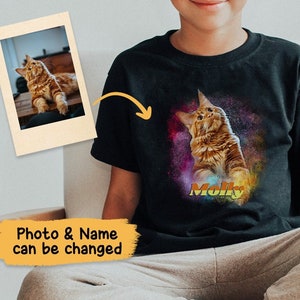 Kids pet portrait shirt, Kids cat shirt, Custom cat shirt, Personalized Shirt, Back to school, Custom cat gifts, Gift for kids, Pet shirt