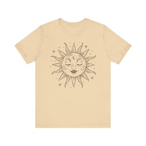 Retro Shirt, Summer Shirt, Celestial Shirt, Gift For Her, Sun T-Shirt, 70s Clothing, Sun And Moon, Bohemian Shirt image 7
