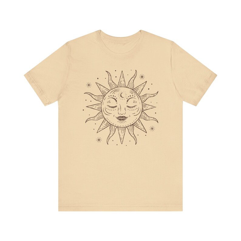 Retro Shirt, Summer Shirt, Celestial Shirt, Gift For Her, Sun T-Shirt, 70s Clothing, Sun And Moon, Bohemian Shirt image 7