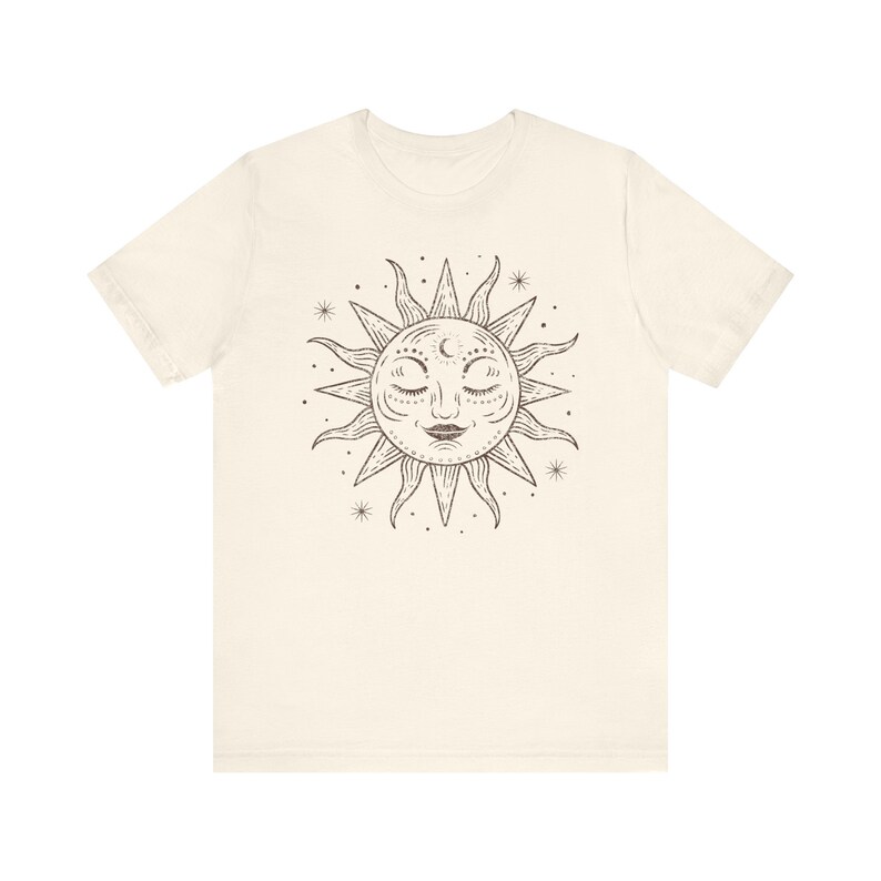 Retro Shirt, Summer Shirt, Celestial Shirt, Gift For Her, Sun T-Shirt, 70s Clothing, Sun And Moon, Bohemian Shirt image 6