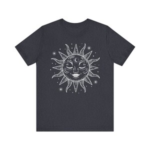 Retro Shirt, Summer Shirt, Celestial Shirt, Gift For Her, Sun T-Shirt, 70s Clothing, Sun And Moon, Bohemian Shirt image 5