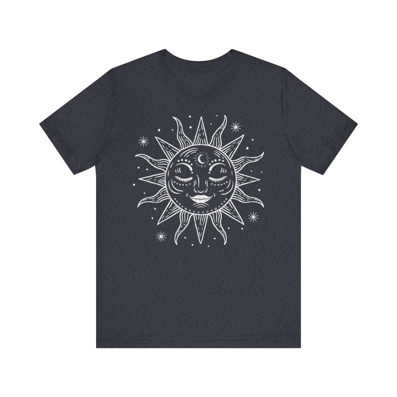 Retro Shirt, Summer Shirt, Celestial Shirt, Gift For Her, Sun T-Shirt, 70s Clothing, Sun And Moon, Bohemian Shirt image 5