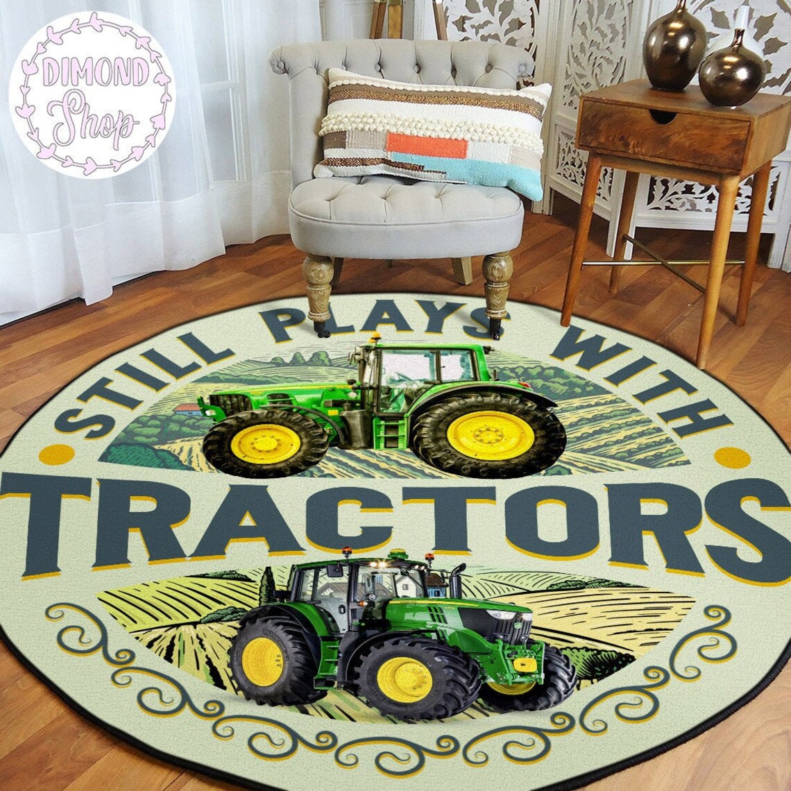 John deere farm tractor custom rug vintage style Etsy