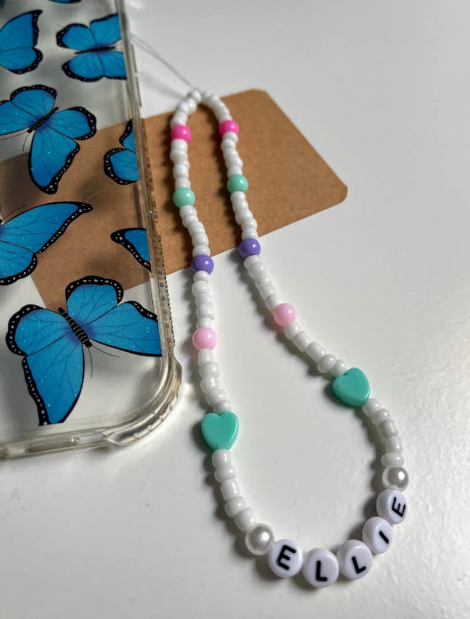 Personalised Phone Chain Phone Strap Phone Charm Beaded Etsy