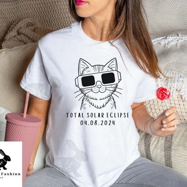 Cat Total Solar Eclipse 2024 Shirt, April 8 2024, Path of Totality Tee, Spring America Eclipse Souvenir Shirt, Total Solar Eclipse 2024 Tee